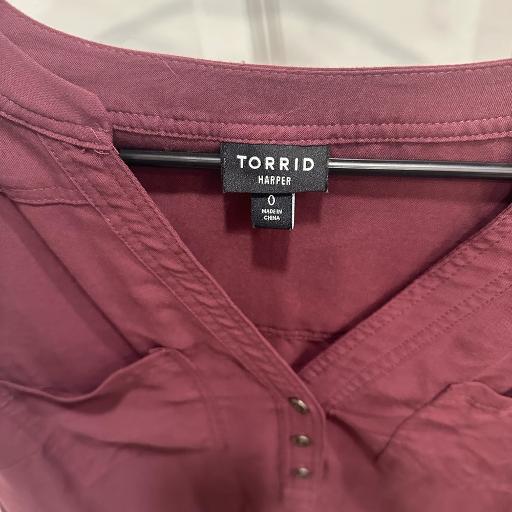 Women's Button-Front Tunic Top - Plum - Picture 5 of 5